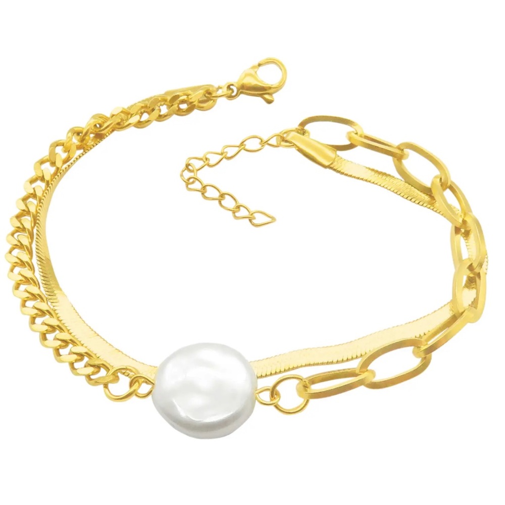 Adornia Water Resistant Mixed Chain Cultured Pearl Bracelet